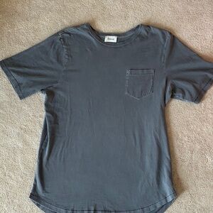 Elwood, Mens XL Gray, Longer Rounded Hem, Pocket Tee, T-shirt, Unisex